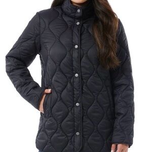 32 Degrees Black Puffer Jacket with Stand-Up Collar